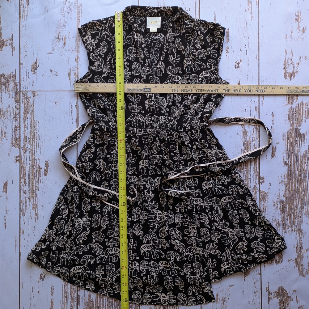 Anthropologie Maeve Black and Cream Elephant Patterned Midi Dress Size Medium - Picture 11 of 12